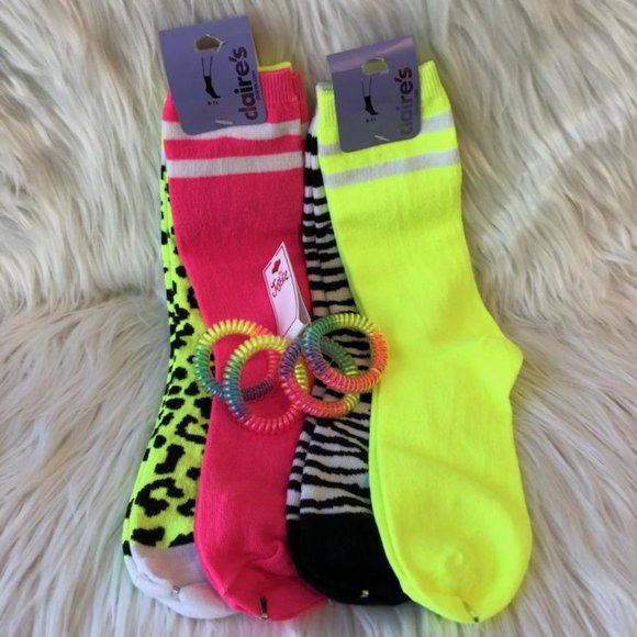 Other - Over the Knee Neon Socks & Neon Hair Accessory Set
